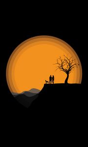 Preview wallpaper silhouettes, couple, art, vector, dark