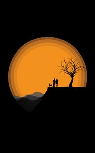 Preview wallpaper silhouettes, couple, art, vector, dark