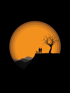 Preview wallpaper silhouettes, couple, art, vector, dark