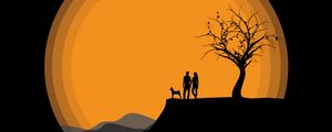 Preview wallpaper silhouettes, couple, art, vector, dark