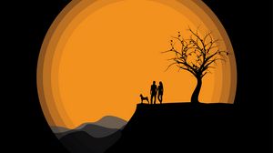 Preview wallpaper silhouettes, couple, art, vector, dark