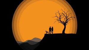 Preview wallpaper silhouettes, couple, art, vector, dark