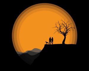 Preview wallpaper silhouettes, couple, art, vector, dark