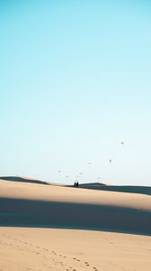 Preview wallpaper silhouettes, couple, desert, sand