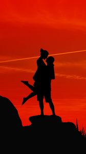 Preview wallpaper silhouettes, couple, kiss, passion