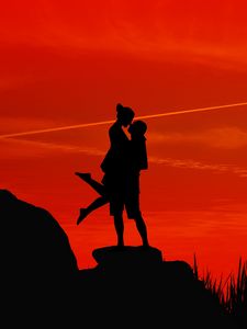 Preview wallpaper silhouettes, couple, kiss, passion