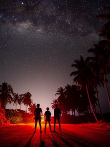 Preview wallpaper silhouettes, dark, night, light, lights