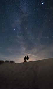 Preview wallpaper silhouettes, dark, night, hill, starry sky