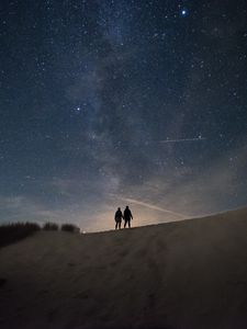 Preview wallpaper silhouettes, dark, night, hill, starry sky