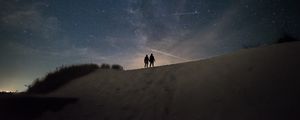 Preview wallpaper silhouettes, dark, night, hill, starry sky