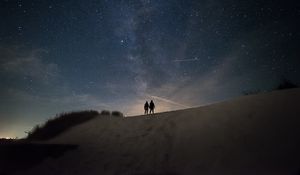 Preview wallpaper silhouettes, dark, night, hill, starry sky