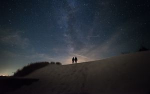 Preview wallpaper silhouettes, dark, night, hill, starry sky
