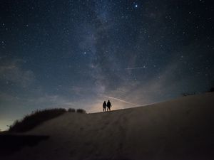 Preview wallpaper silhouettes, dark, night, hill, starry sky