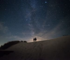 Preview wallpaper silhouettes, dark, night, hill, starry sky