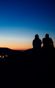 Preview wallpaper silhouettes, dark, twilight, evening, sunset