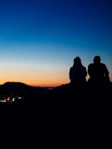 Preview wallpaper silhouettes, dark, twilight, evening, sunset