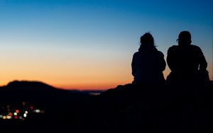 Preview wallpaper silhouettes, dark, twilight, evening, sunset