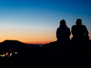 Preview wallpaper silhouettes, dark, twilight, evening, sunset