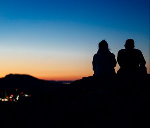 Preview wallpaper silhouettes, dark, twilight, evening, sunset