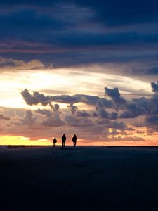 Preview wallpaper silhouettes, horizon, sunset, clouds, saint-jean-cap-ferrat, france