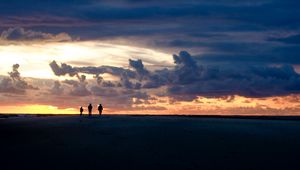 Preview wallpaper silhouettes, horizon, sunset, clouds, saint-jean-cap-ferrat, france