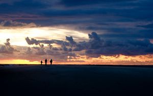 Preview wallpaper silhouettes, horizon, sunset, clouds, saint-jean-cap-ferrat, france