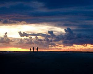 Preview wallpaper silhouettes, horizon, sunset, clouds, saint-jean-cap-ferrat, france