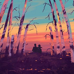 Preview wallpaper silhouettes, hugs, art, trees, nature
