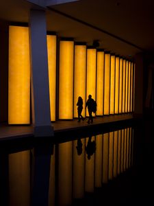 Preview wallpaper silhouettes, people, construction, design