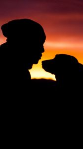Preview wallpaper silhouettes, person, dog