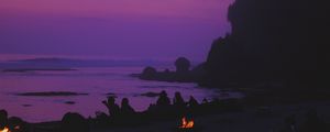 Preview wallpaper silhouettes, shore, beach, sunset, recreation, indonesia