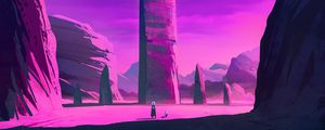 Preview wallpaper silhouettes, spacesuits, rocks, fantasy, art