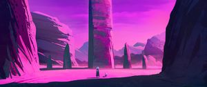 Preview wallpaper silhouettes, spacesuits, rocks, fantasy, art