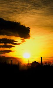 Preview wallpaper silhouettes, sun, clouds, sky, sunset, dark, landscape