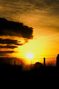 Preview wallpaper silhouettes, sun, clouds, sky, sunset, dark, landscape