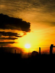 Preview wallpaper silhouettes, sun, clouds, sky, sunset, dark, landscape
