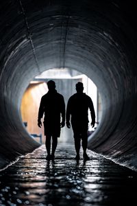 Preview wallpaper silhouettes, tunnel, dark, water