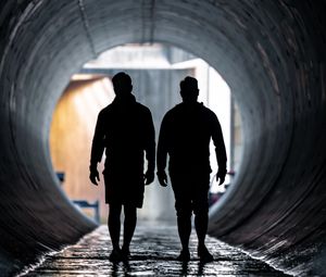 Preview wallpaper silhouettes, tunnel, dark, water