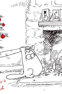 Preview wallpaper simons cat, cat simon, animation, new year, fireplace