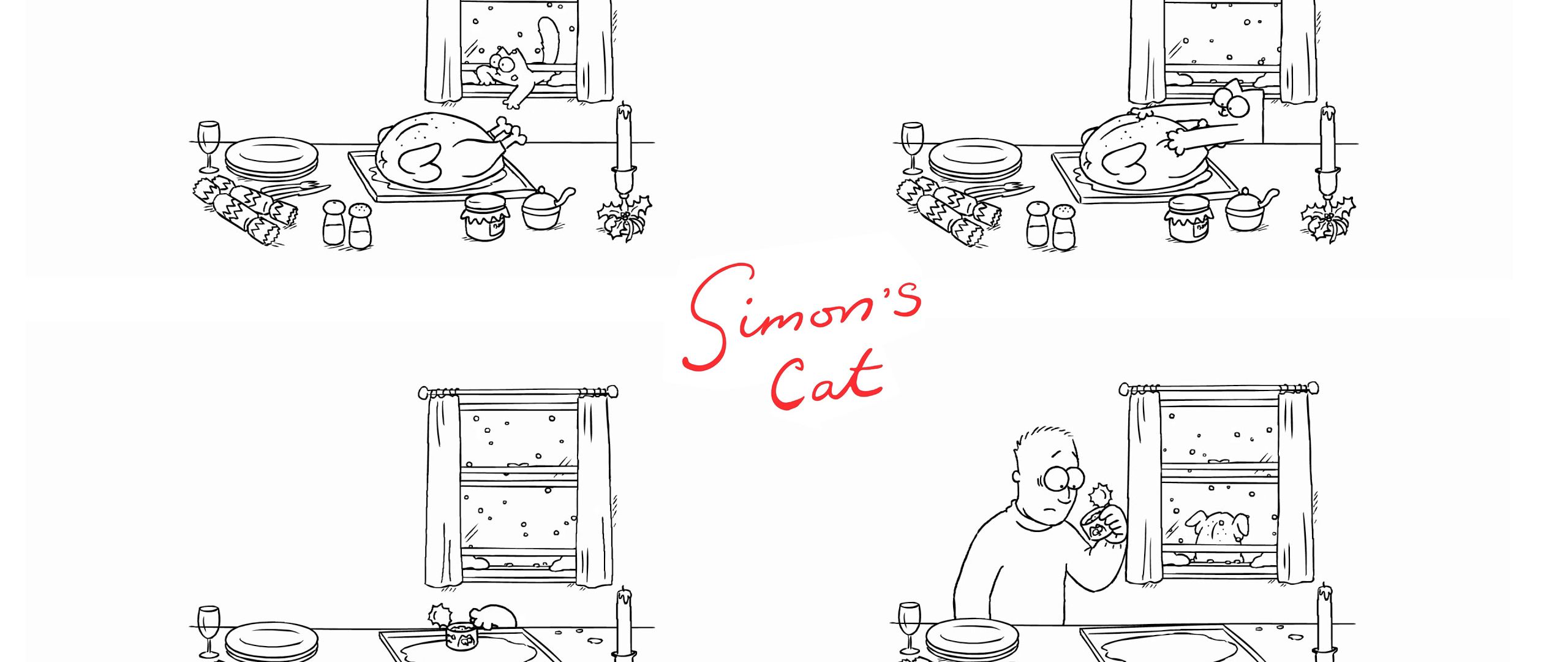 Download wallpaper 2560x1080 simons cat, turkey, christmas, cartoon