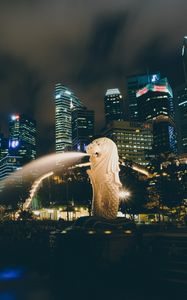 Preview wallpaper singapore, fountain, skyscrapers