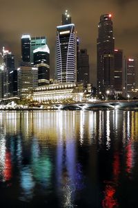 Preview wallpaper singapore, night, building, reflection, colorful