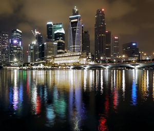 Preview wallpaper singapore, night, building, reflection, colorful