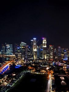 Preview wallpaper singapore, night, city, panorama