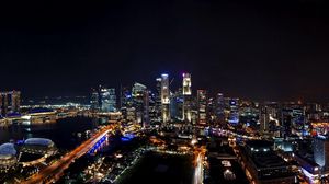 Preview wallpaper singapore, night, city, panorama