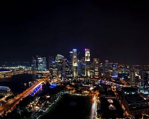 Preview wallpaper singapore, night, city, panorama