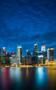 Preview wallpaper singapore, night city, skyscrapers, panorama