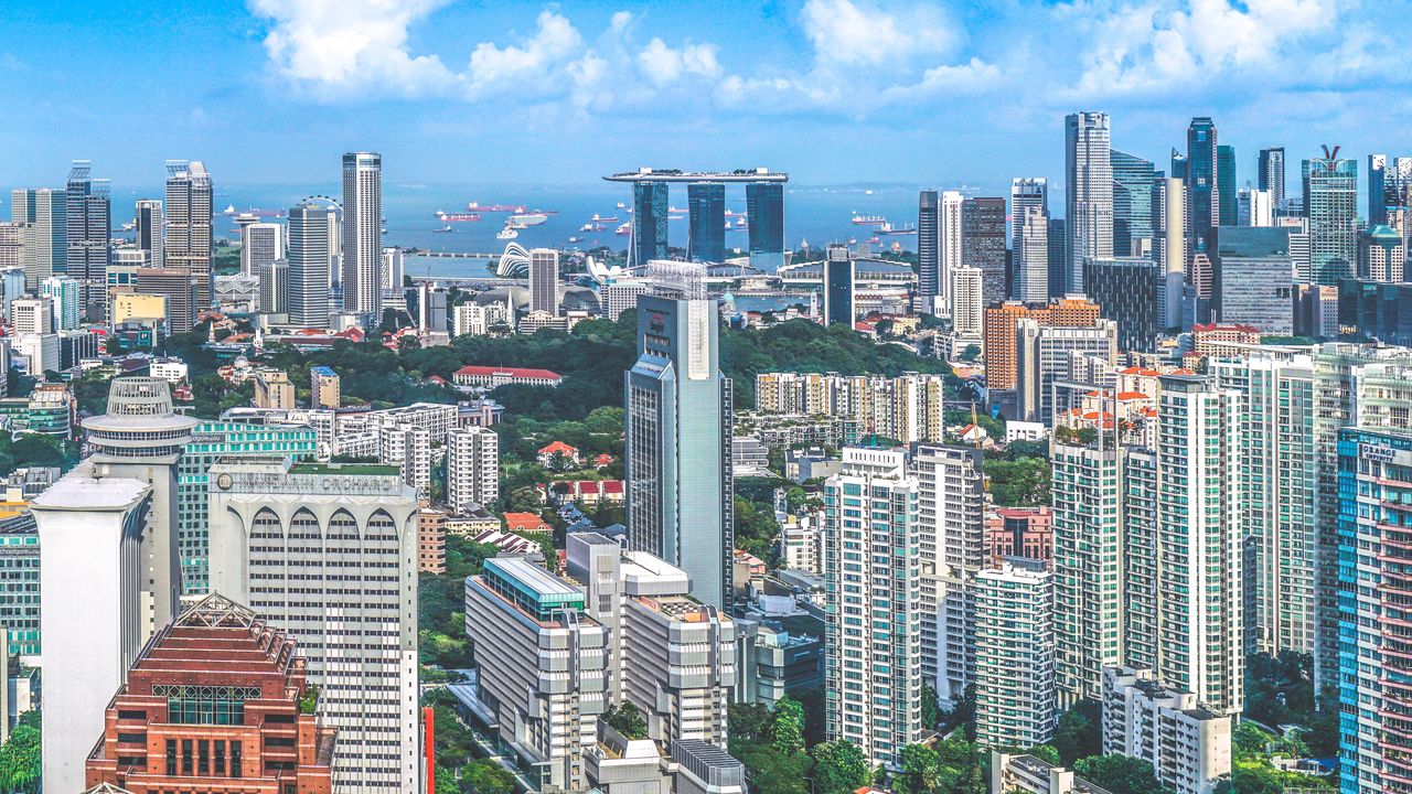 Wallpaper singapore, skyscrapers, architecture