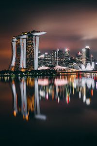 Preview wallpaper singapore, skyscrapers, buildings, shore, night