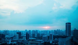 Preview wallpaper singapore, skyscrapers, evening